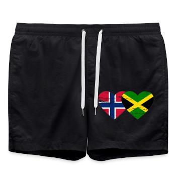 Norvège Jamaïque Drapeau Coeur Utilisé - Short de bain - noir - Devant - AI Model Male 185 light (185cm)