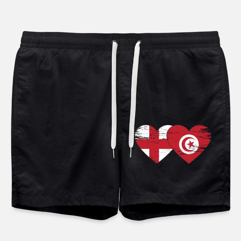 Angleterre Tunisie Drapeau Coeur Utilisé - Short de bain - noir