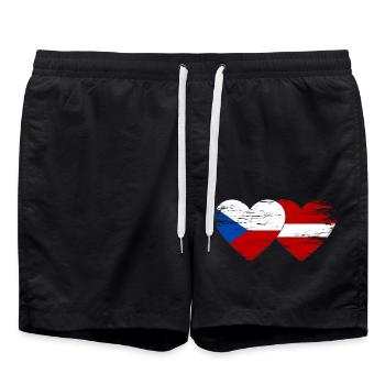 République tchèque Lettonie drapeau coeur utilisé - Short de bain - noir - Devant - AI Model Male 185 light (185cm)