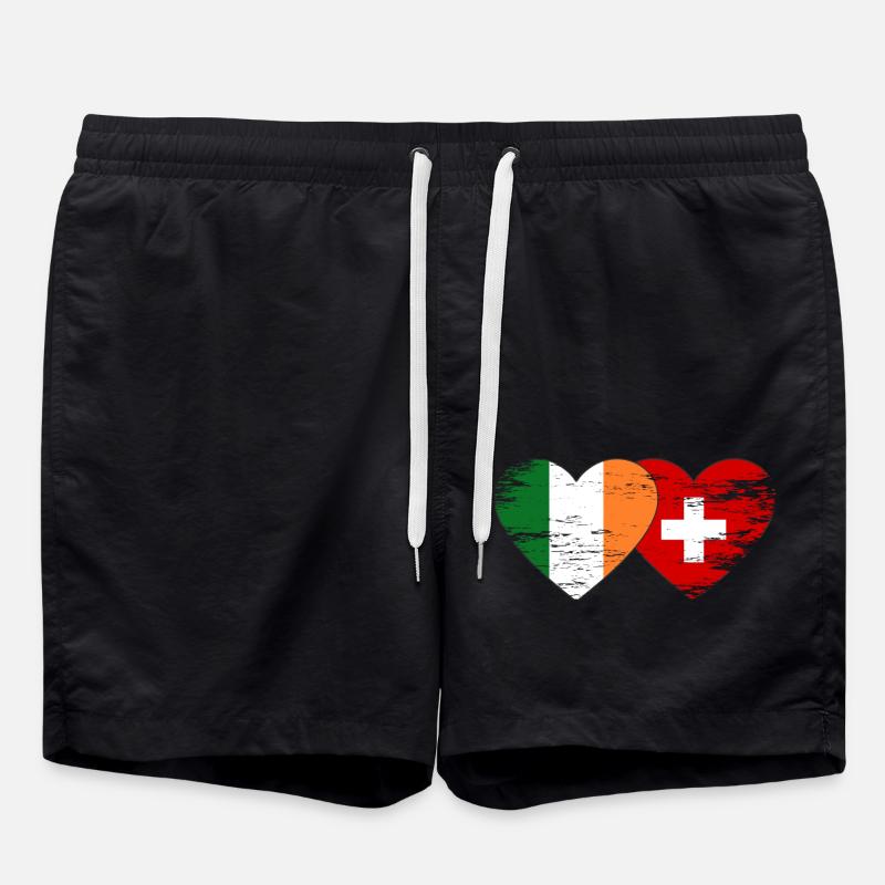 Drapeau de l’Irlande Suisse Coeur - Short de bain - noir