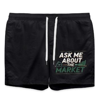 Ask Me About The Market 4 - Badeshorts - Schwarz - Vorne - AI Model Male 185 light (185cm)