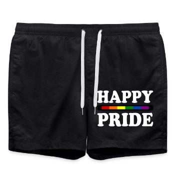 Happy pride - Swim Trunks - black - Front - AI Model Male 185 light (185cm)