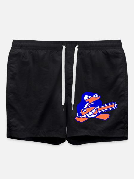 Chainsaw Penguin Nasty Angry Saw - Swim Trunks - black