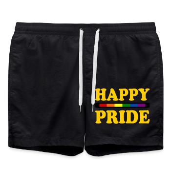 Happy pride - Swim Trunks - black - Front - AI Model Male 185 light (185cm)