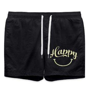 citations heureuses citation positive mignonne amour positivité - Short de bain - noir - Devant - AI Model Male 185 light (185cm)