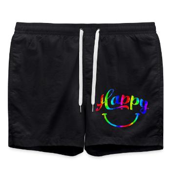 citations heureuses citation positive mignonne amour positivité - Short de bain - noir - Devant - AI Model Male 185 light (185cm)