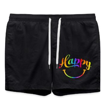 citations heureuses citation positive mignonne amour positivité - Short de bain - noir - Devant - AI Model Male 185 light (185cm)