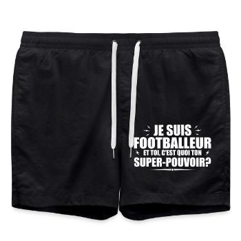 I'm a Footballer What's your superpower? - Swim Trunks - black - Front - AI Model Male 185 light (185cm)