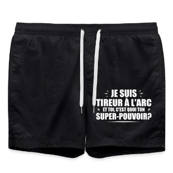 Tireur à l'arc. C'est quoi ton super pouvoir ? - Short de bain - noir - Devant - AI Model Male 185 light (185cm)