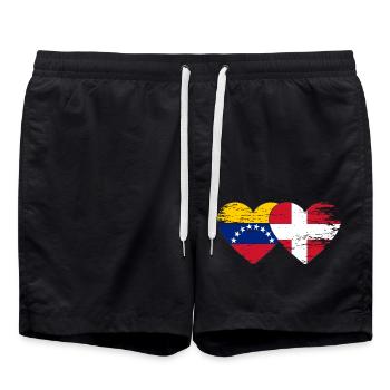 Venezuela Dänemark Flagge Hände Herzform used - Badeshorts - Schwarz - Vorne - AI Model Male 185 light (185cm)