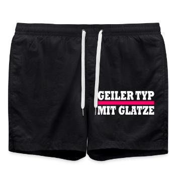 geiler typ mit glatze - Badeshorts - Schwarz - Vorne - AI Model Male 185 light (185cm)