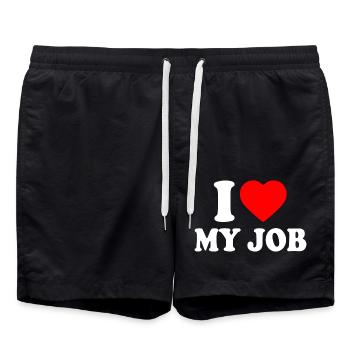 I love my job - Short de bain - noir - Devant - AI Model Male 185 light (185cm)