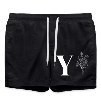 Lette y fleurs minimalistes - Short de bain - noir - Devant - AI Model Male 185 light (185cm)