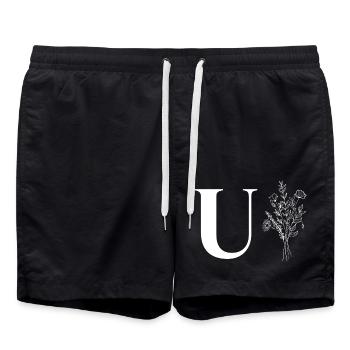 Lette u fleurs minimalistes - Short de bain - noir - Devant - AI Model Male 185 light (185cm)