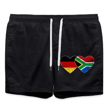 Allemagne Afrique du Sud Drapeau Mains Coeur Forme Utilisé - Short de bain - noir - Devant - AI Model Male 185 light (185cm)