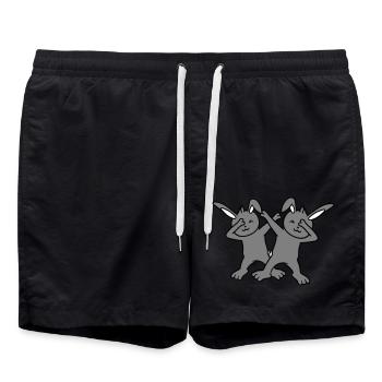 2 Hasen Dabbing Dab Dance Pose Tanzen Party Feiern - Badeshorts - Schwarz - Vorne - AI Model Male 185 light (185cm)