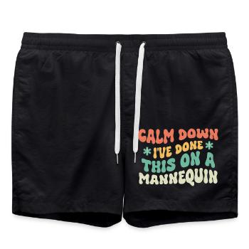 Calm Down I've Done This On A Mannequin Paramedic - Swim Trunks - black - Front - AI Model Male 185 light (185cm)