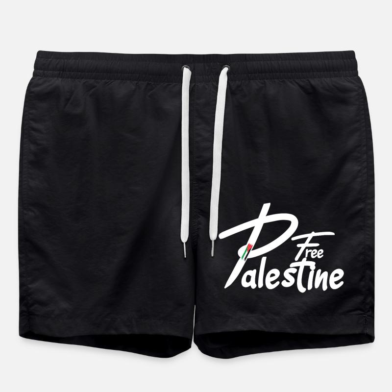 Free palestine text - Swim Trunks - black