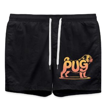 Mops - Cooles Haustier Hund Logo - Badeshorts - Schwarz - Vorne - AI Model Male 185 light (185cm)