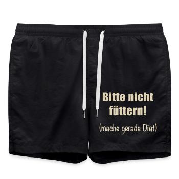 Bitte nicht füttern! - Badeshorts - Schwarz - Vorne - AI Model Male 185 light (185cm)
