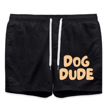 Dog Dude – Shirt for relaxed dog lovers - Swim Trunks - black - Front - AI Model Male 185 light (185cm)
