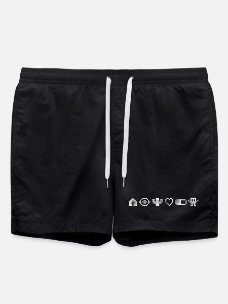Retro Pixel-Art - Badeshorts - Schwarz