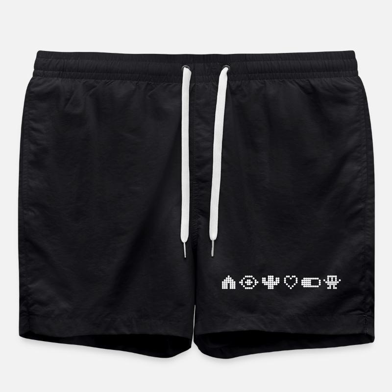 Retro Pixel-Art - Badeshorts - Schwarz