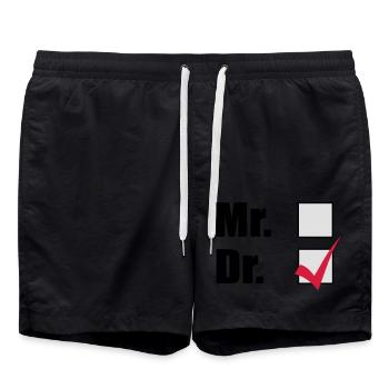 Doktortitel - Badeshorts - Schwarz - Vorne - AI Model Male 185 light (185cm)