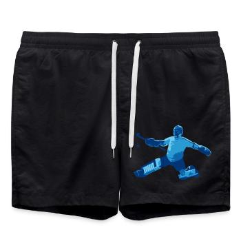 Field hockey goalkeeper blue - Swim Trunks - black - Front - AI Model Male 185 light (185cm)