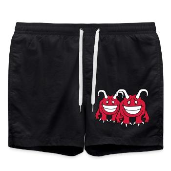 couple amoureux amoureux couples 2 amis daemon teuf - Short de bain - noir - Devant - AI Model Male 185 light (185cm)