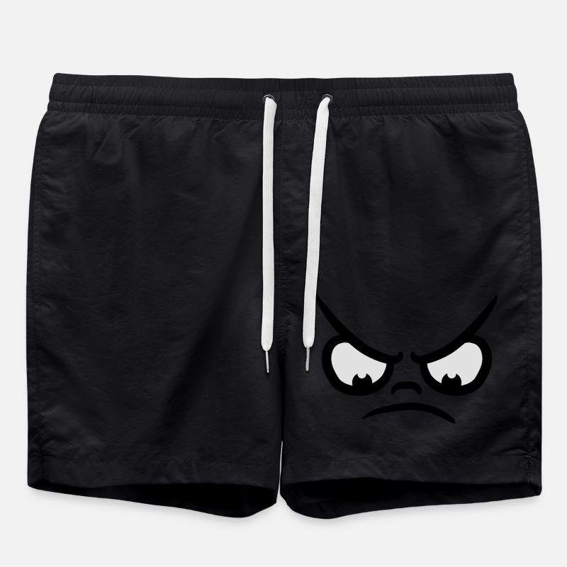 Angry Comic Face - Swim Trunks - black