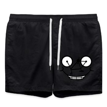 fahrrad gesicht comic cartoon lustig fahren sport - Badeshorts - Schwarz - Vorne - AI Model Male 185 light (185cm)