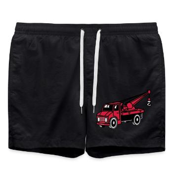 Auto Spielzeug Laster Kran abschleppen autokran La - Badeshorts - Schwarz - Vorne - AI Model Male 185 light (185cm)