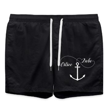Ostsee Liebe Meer geht immer - Anker - Badeshorts - Schwarz - Vorne - AI Model Male 185 light (185cm)