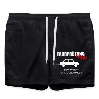 Führerschein bestanden - Fahranfänger Spruch - Badeshorts - Schwarz - Vorne - AI Model Male 185 light (185cm)