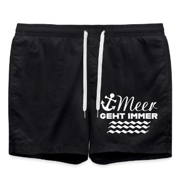 MEER GEHT IMMER lustiger Spruch Geschenk Anker - Badeshorts - Schwarz - Vorne - AI Model Male 185 light (185cm)