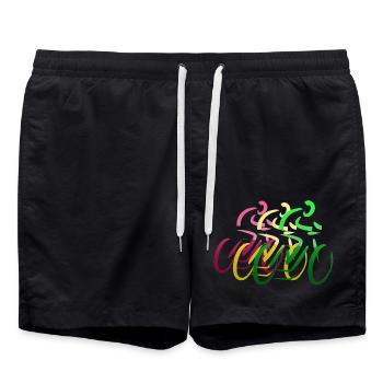 Bike Race red yellow green - Swim Trunks - black - Front - AI Model Male 185 light (185cm)