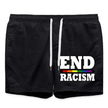 End Racism - Badeshorts - Schwarz - Vorne - AI Model Male 185 light (185cm)