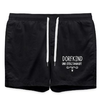 Dorfkind und stolz darauf - Badeshorts - Schwarz - Vorne - AI Model Male 185 light (185cm)