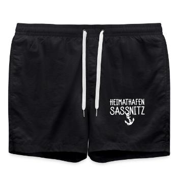 Heimathafen Sassnitz - Badeshorts - Schwarz - Vorne - AI Model Male 185 light (185cm)