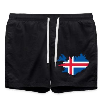 Island Flagge Landkarte - Badeshorts - Schwarz - Vorne - AI Model Male 185 light (185cm)