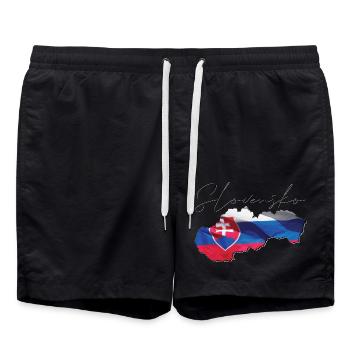 Slovakia Flag in Slovakia Map SK - Swim Trunks - black - Front - AI Model Male 185 light (185cm)