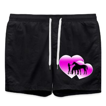 Pferde - Badeshorts - Schwarz - Vorne - AI Model Male 185 light (185cm)