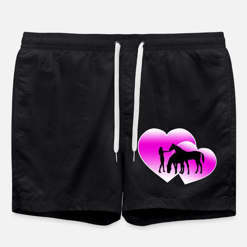 horses - Swim Trunks - black