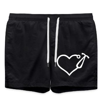 Doctor Heart Doctor Nurse Doctor Doctor's Helper - Swim Trunks - black - Front - AI Model Male 185 light (185cm)