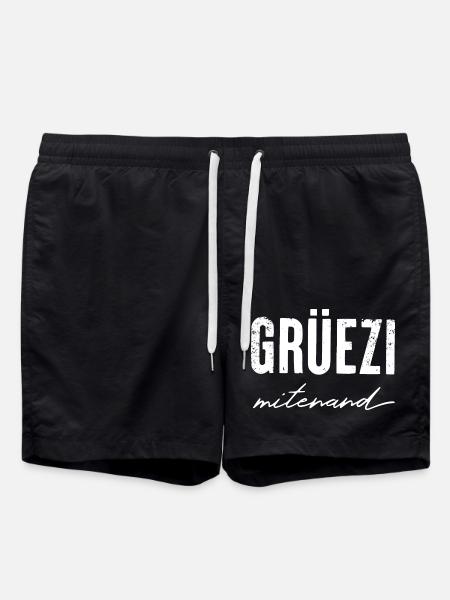 GRÜEZI mitenand - Schweizerdeutsch - Badeshorts - Schwarz