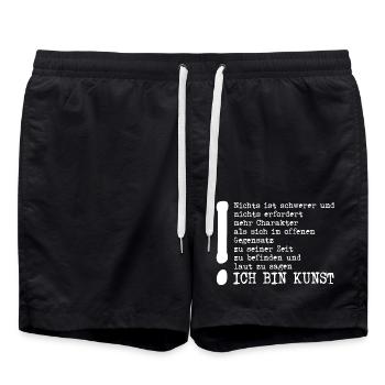 Tucholsky-Beuys | Sag Ich bin Kunst - Badeshorts - Schwarz - Vorne - AI Model Male 185 light (185cm)