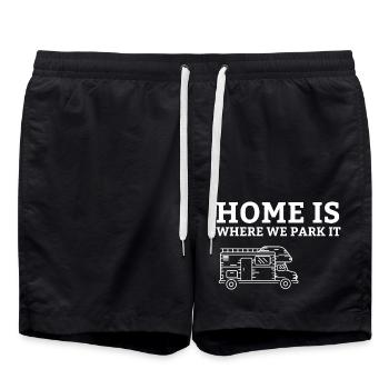 Caravane camping cadeau camping camping camping camping camper - Short de bain - noir - Devant - AI Model Male 185 light (185cm)