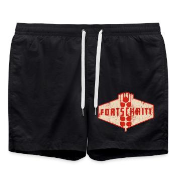 DDR Landmaschinen IFA - FORTSCHRITT - Badeshorts - Schwarz - Vorne - AI Model Male 185 light (185cm)