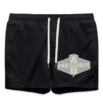 FORTSCHRITT - Retro - Ostalgie - DDR - Badeshorts - Schwarz - Vorne - AI Model Male 185 light (185cm)